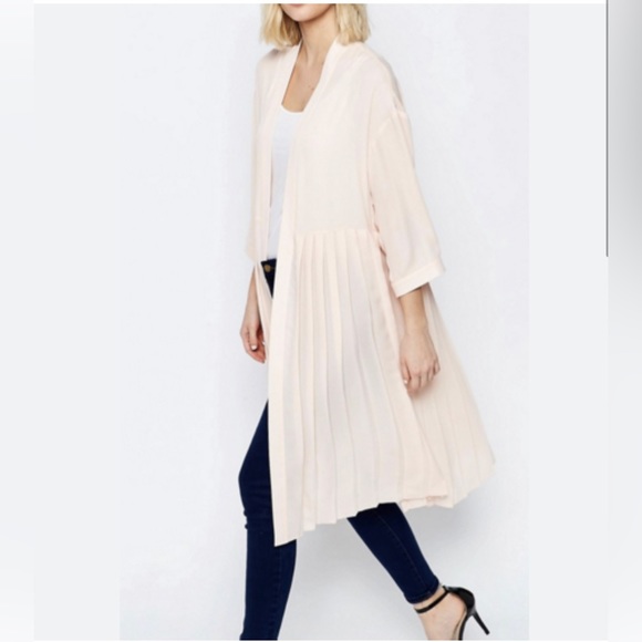 ASOS Pleated Jacket / Duster in Pink - Picture 3 of 6